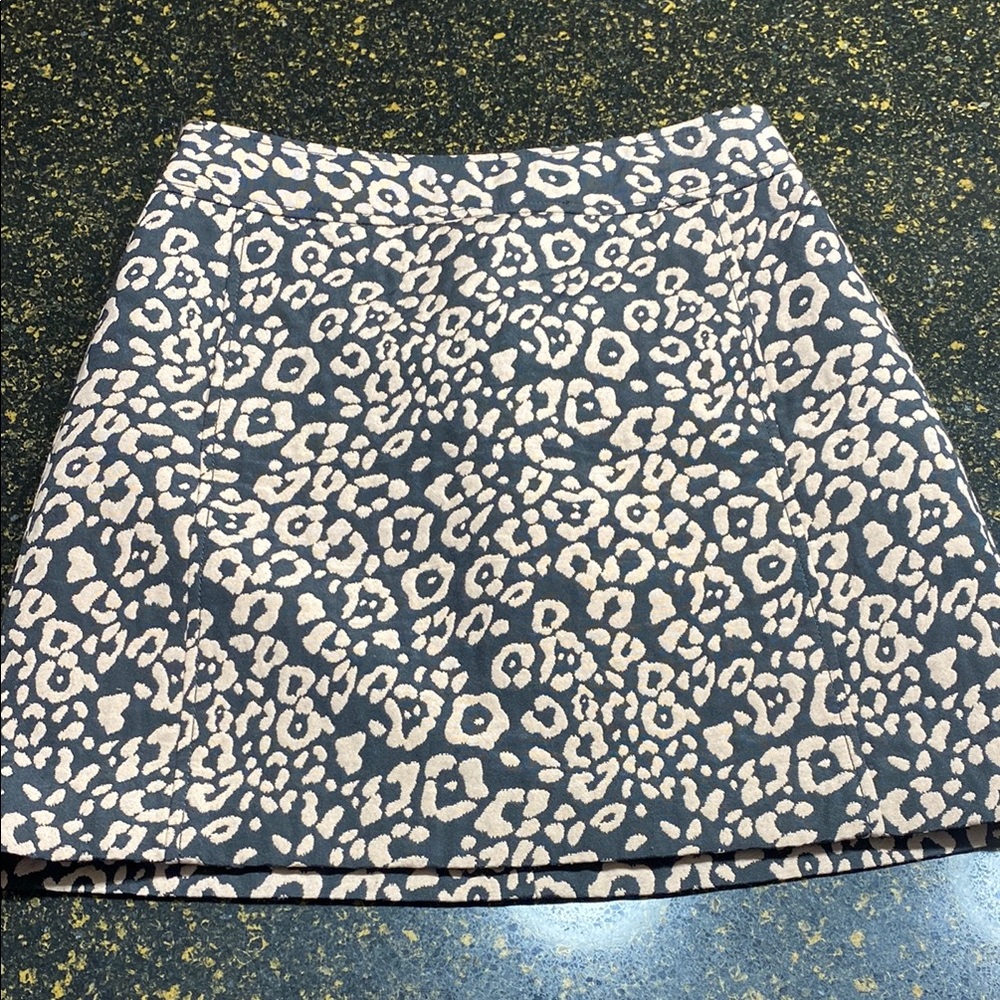 LOFT Gray and Cream A-Line Mini Skirt Night Out